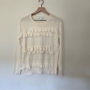 DIANE VON FURSTENBERG Women's Medium Benni Ruffle Cream Sweater
